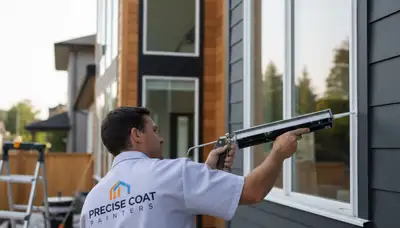 Professional caulking and sealing on Redmond WA home exterior by expert house painters