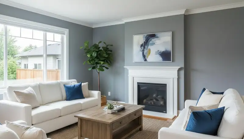 Finished interior painting in Redmond, WA showcasing smooth walls, fresh colors, and professional house painter results