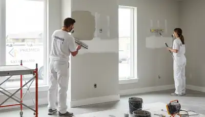 Painter repairing cracked drywall in Redmond WA home, seamless wall restoration by local experts