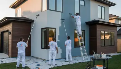Professional exterior house painters applying weather-resistant paint in Redmond, WA