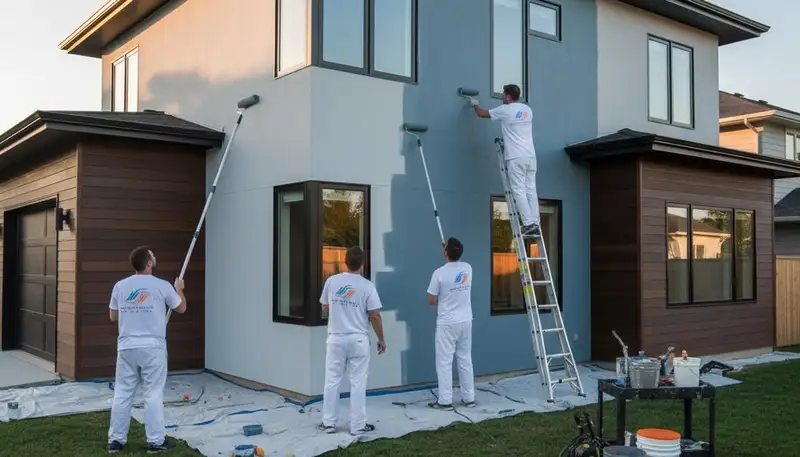 Professional exterior house painters applying weather-resistant paint in Redmond, WA