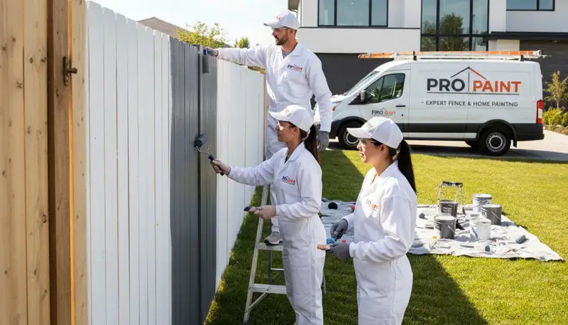 Professional fence painting service in Redmond, WA protecting wood from rain and weather damage