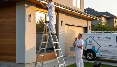 Professional gutter painting service on a Redmond WA home by expert local house painters