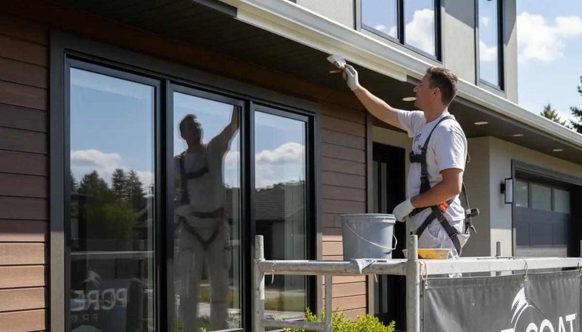Professional gutter painting on home exterior in Redmond, WA by expert house painters