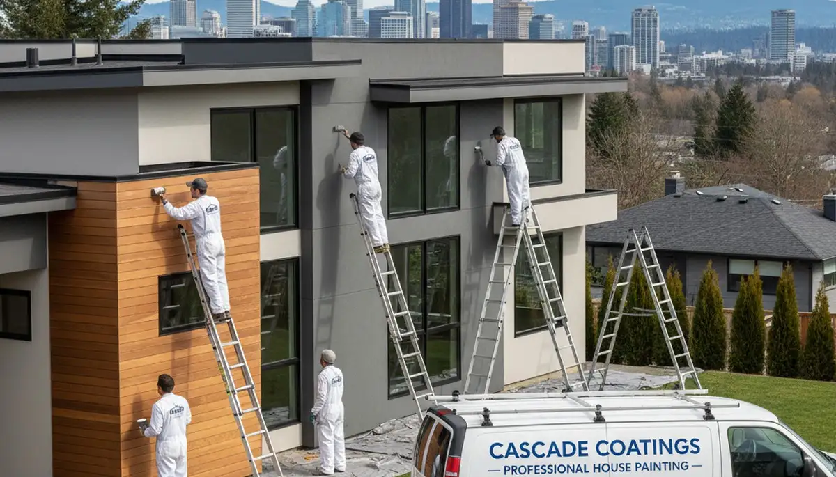 Professional house painters working on exterior home painting in Redmond WA