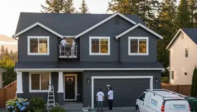 Professional house painters improving home exterior finish in Redmond, WA