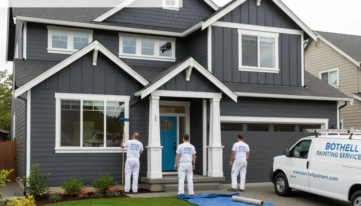 Professional house painters transforming a Redmond WA home exterior with fresh paint finish