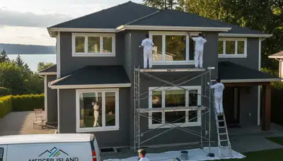 Professional house painters working on exterior home painting in Redmond WA