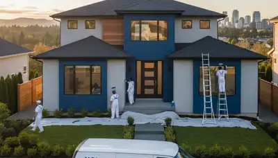 Redmond, WA house painters applying exterior paint to a home for professional residential painting services