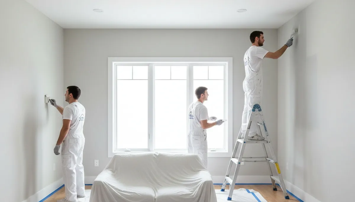 Professional interior house painters in Redmond, WA applying fresh paint with smooth, even coverage