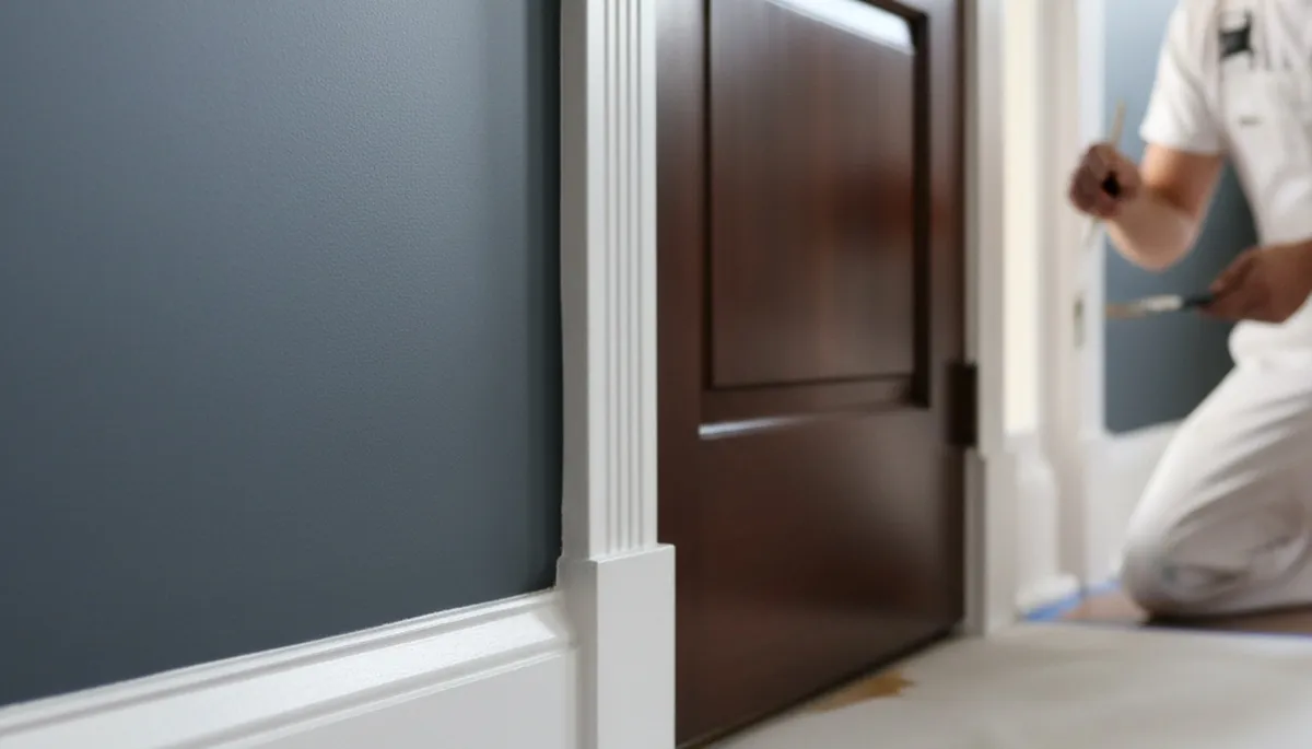 Professional interior trim painting with crisp lines in a Redmond, WA home by expert house painters