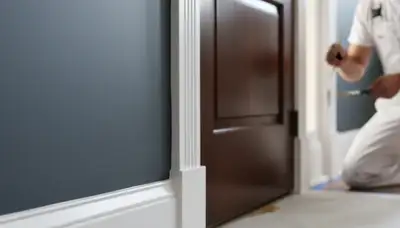 Professional interior trim painting with crisp lines in a Redmond, WA home by expert house painters