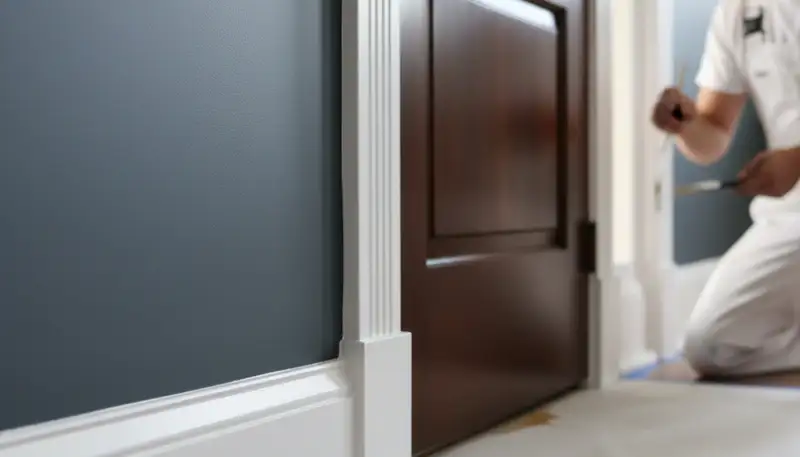 Professional interior trim painting with crisp lines in a Redmond, WA home by expert house painters
