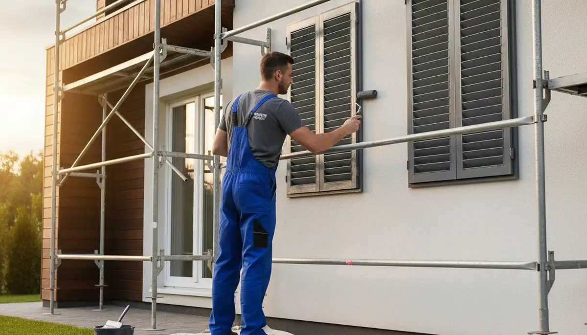 Professional painters refinishing home shutters in Redmond, WA for lasting curb appeal and durability