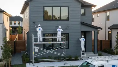 Professional siding painters coating home exterior in Redmond, WA for lasting weather protection