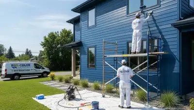 Professional siding painting on a Redmond WA home exterior by expert local painters