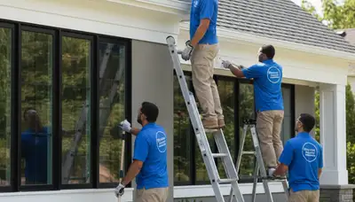 Professional trim and fascia painting on a Redmond WA home by expert exterior painters