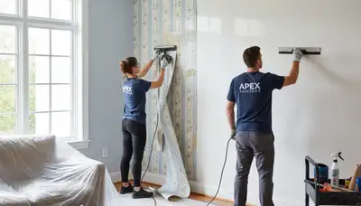 Professional wallpaper removal by house painters in Redmond, WA preparing walls for new paint